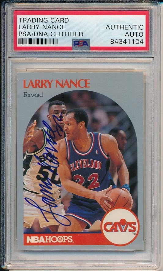 Larry Nance Cleveland Cavaliers Signed 1990 Hoops Card #78 PSA/DNA 163505