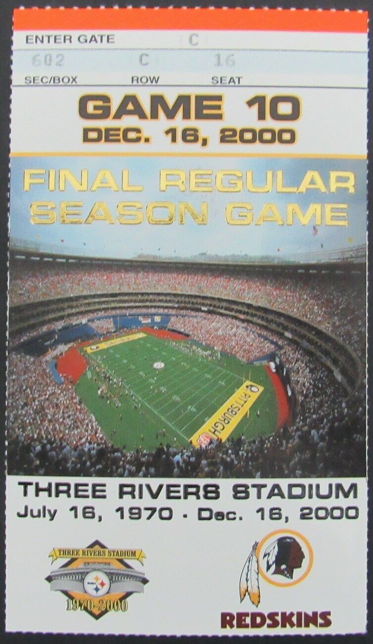 Pittsburgh Steelers Ticket Stub  Final Game @Three Rivers  12/16/2000  158347