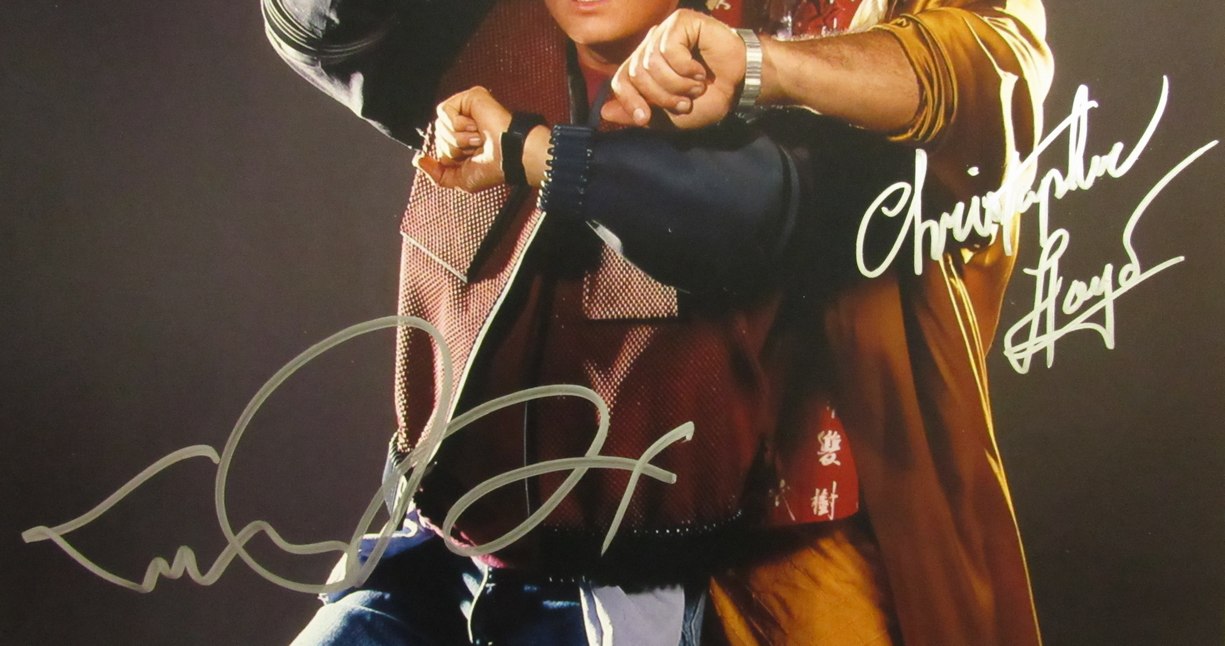 Michael J Fox/Christopher Lloyd Sign/Auto 16x20 Photo Back to the Future JSA 682