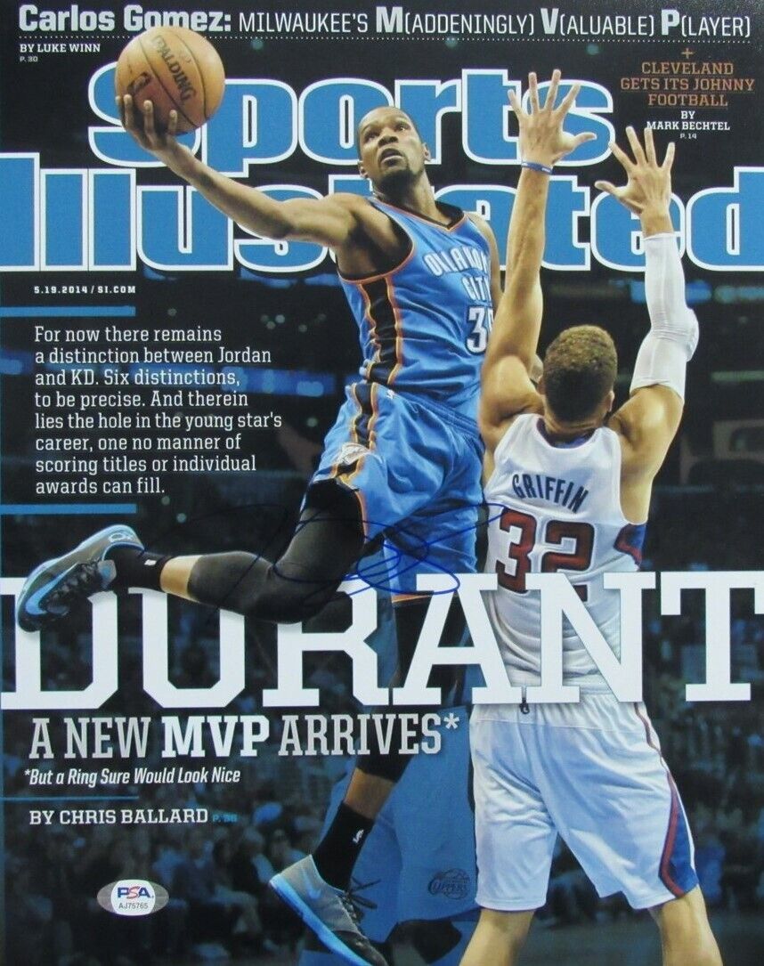 Kevin Durant Autographed 11x14 Sports Illustrated Cover Photo Thunder PSA/DNA