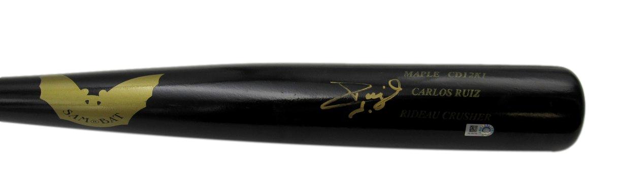Carlos Ruiz Signed/Auto SAM BAT Game Model Black Bat Phillies MLB Holo 192243