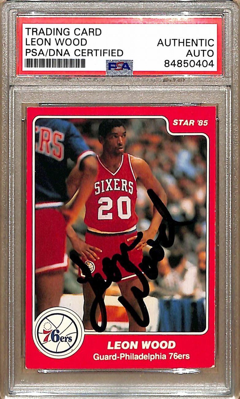 1984-85 Star Company #212 Leon Wood 76ers Signed/Auto Card PSA/DNA 178894