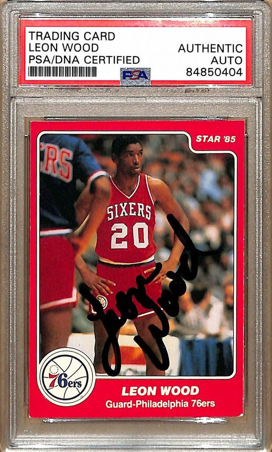 1984-85 Star Company #212 Leon Wood 76ers Signed/Auto Card PSA/DNA 178894