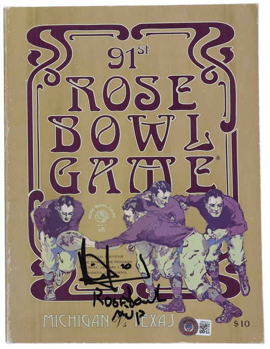 Vince Young Texas Signed/Inscribed "Rose Bowl MVP" 2005 Program Beckett 188764