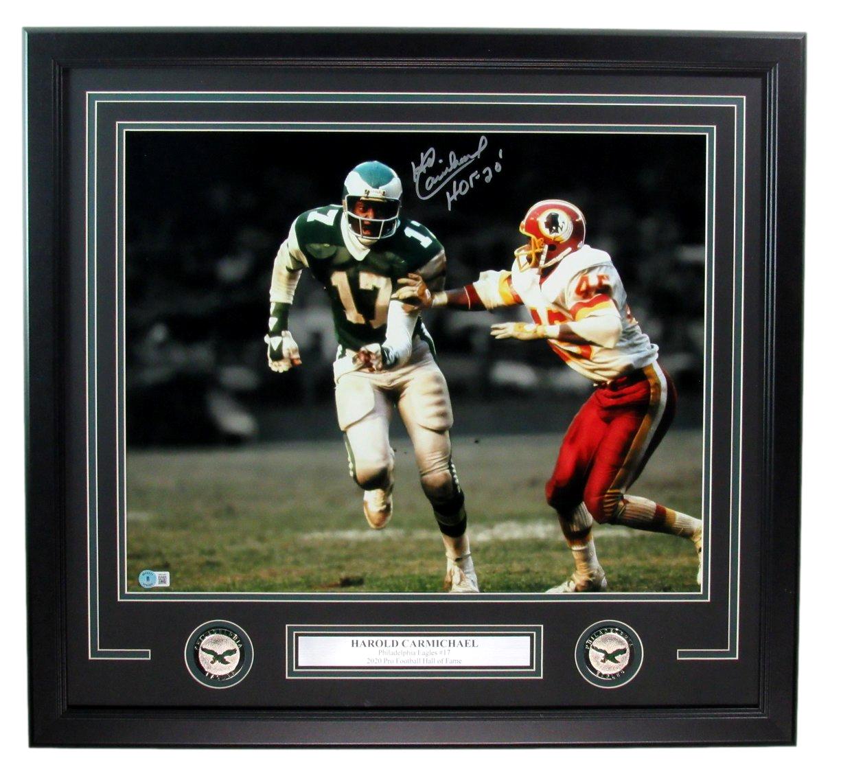 Harold Carmichael HOF Signed 16x20 Photo Eagles Framed Beckett 185640