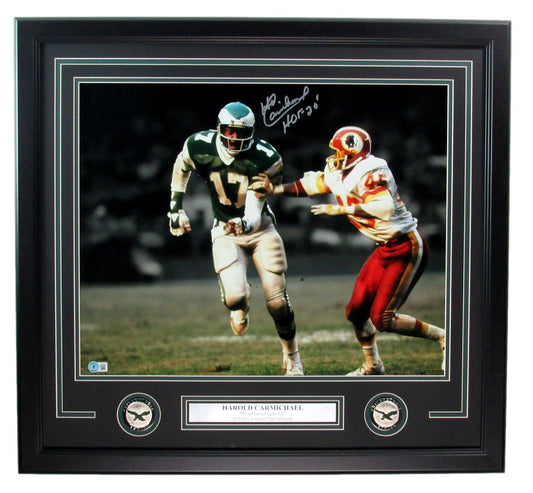 Harold Carmichael HOF Signed 16x20 Photo Eagles Framed Beckett 185640