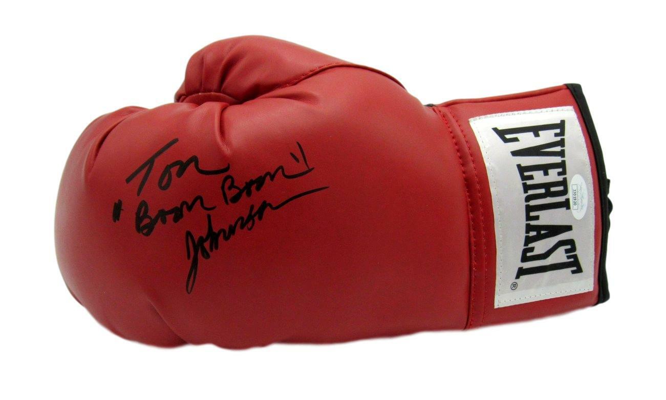 Tom Boom Boom Johnson Boxing Signed Everlast Red Left Boxing Glove JSA 154762