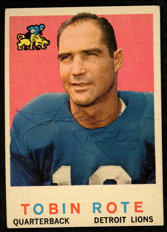 1959 TOPPS Football Card #170 Signed/Auto Tobin Rote Detroit Lions