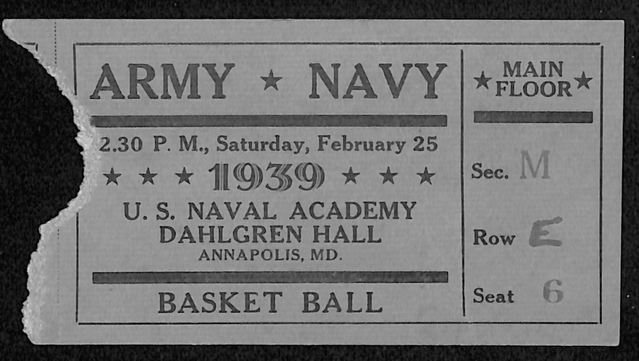 February 25, 1939 Army vs. Navy College Basketball Ticket Stub 181674