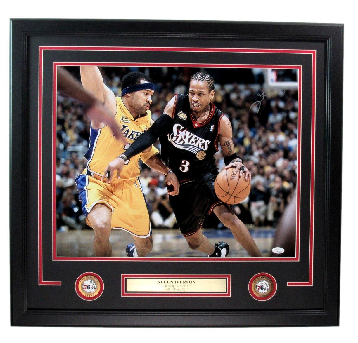 Allen Iverson HOF Autographed 16x20 Photo 76ers Framed JSA 181151