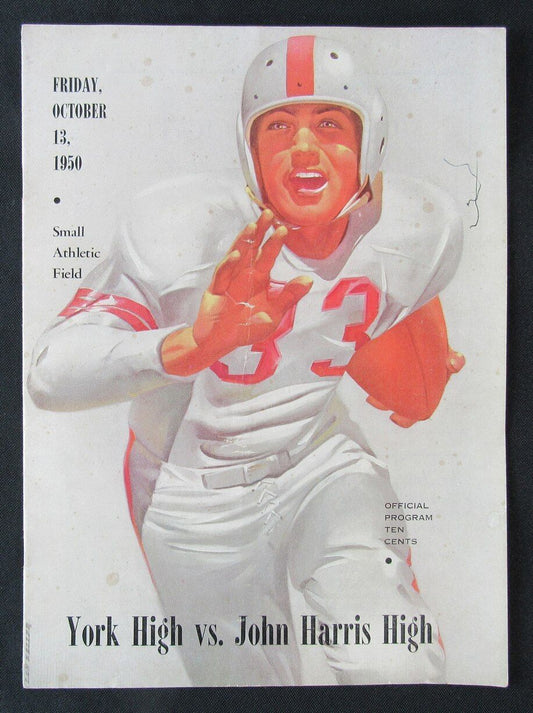 1950 York High vs. John Harris High School Football Game Program 10/13