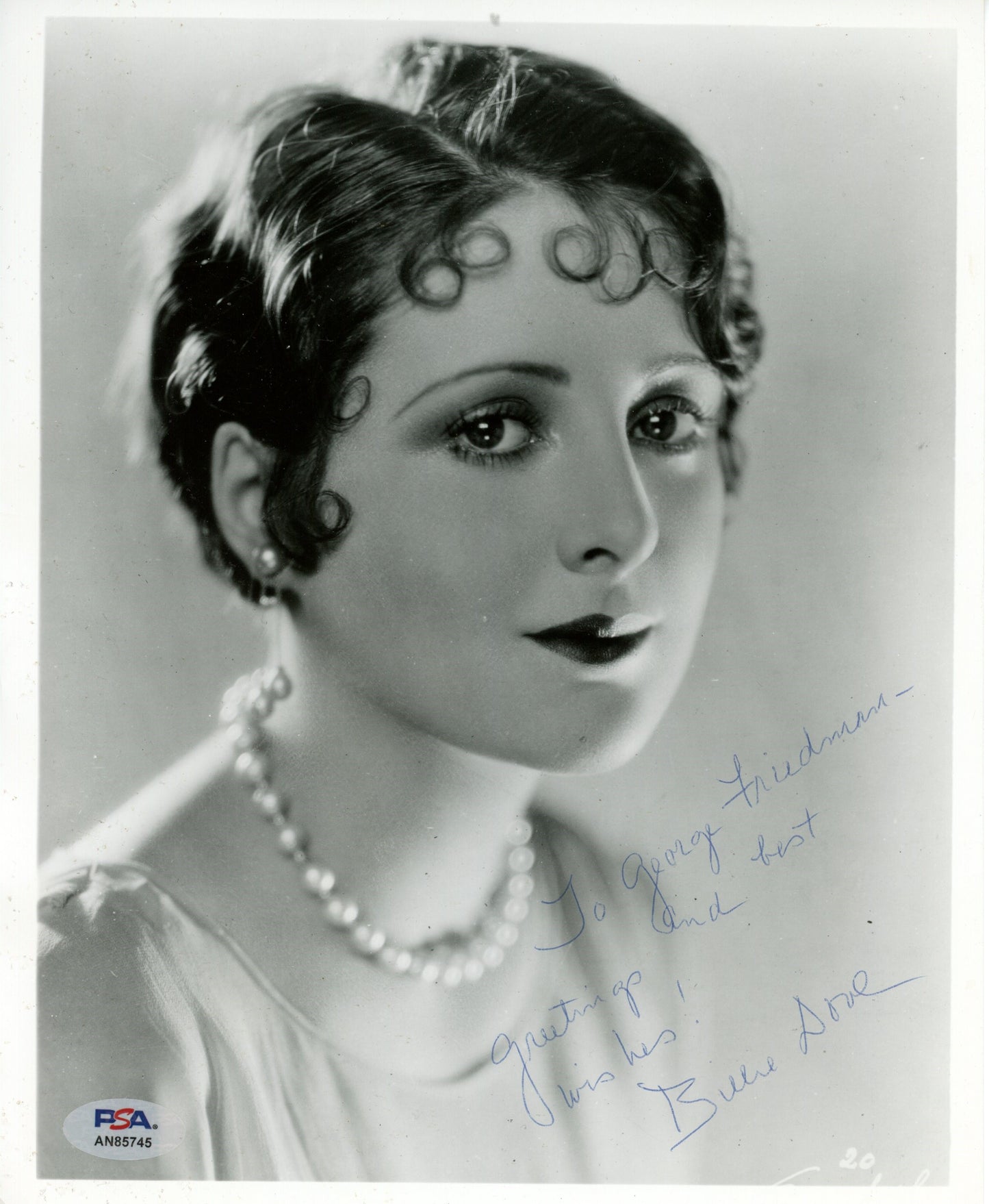 Billie Dove Signed/Inscr 8x10 B/W Photo Actress "Black Pirate" PSA/DNA 192063