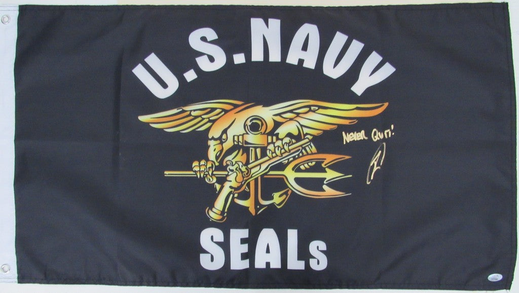 Robert O'Neill Signed/Inscribed  "U.S. Navy Seals" 18"x32.5" Flag PSA/DNA 186309