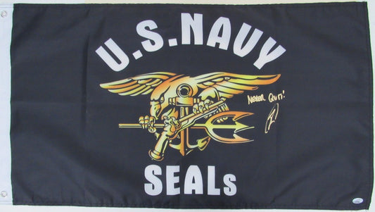 Robert O'Neill Signed/Inscribed  "U.S. Navy Seals" 18"x32.5" Flag PSA/DNA 186309