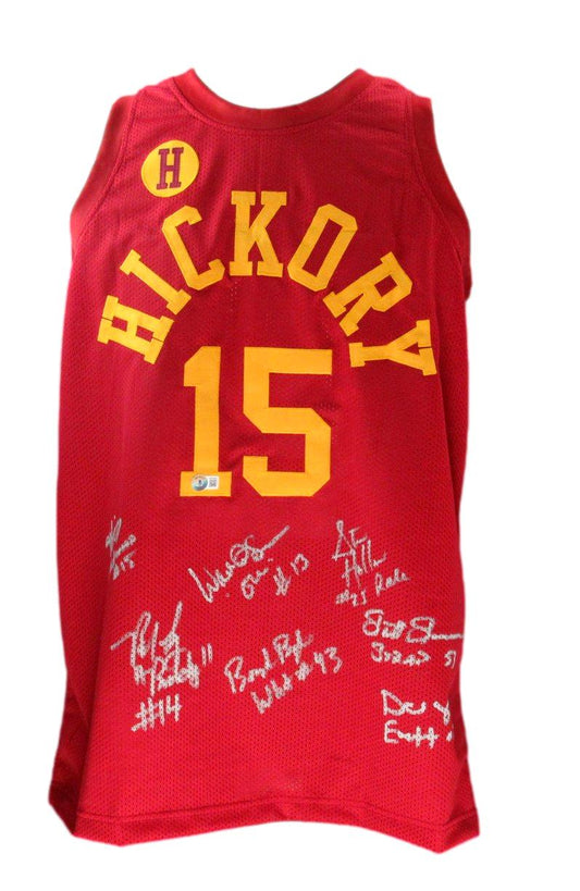 "Hoosiers" Cast Multi-Signed/Inscr Custom Red Basketball Jersey Beckett 190338