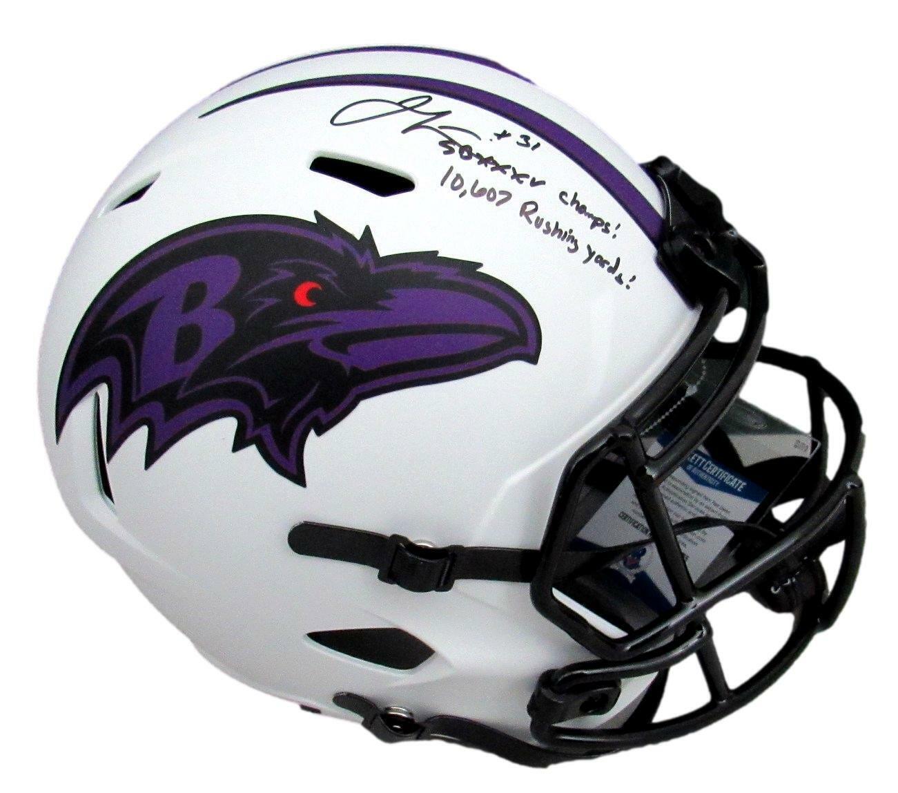 Jamal Lewis Signed/Inscr Ravens Lunar Replica Full Size Helmet Beckett 163125