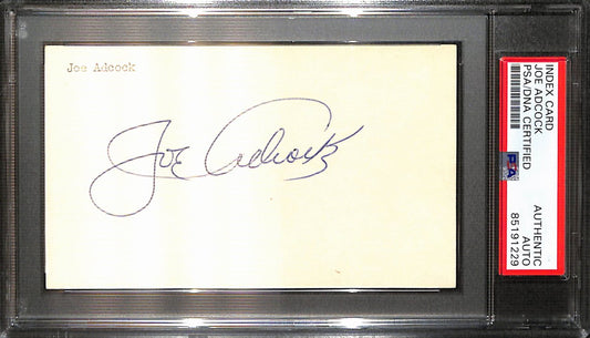 Joe Adcock Signed/Auto 3x5 Index Card Milwaukee Braves PSA/DNA 187228