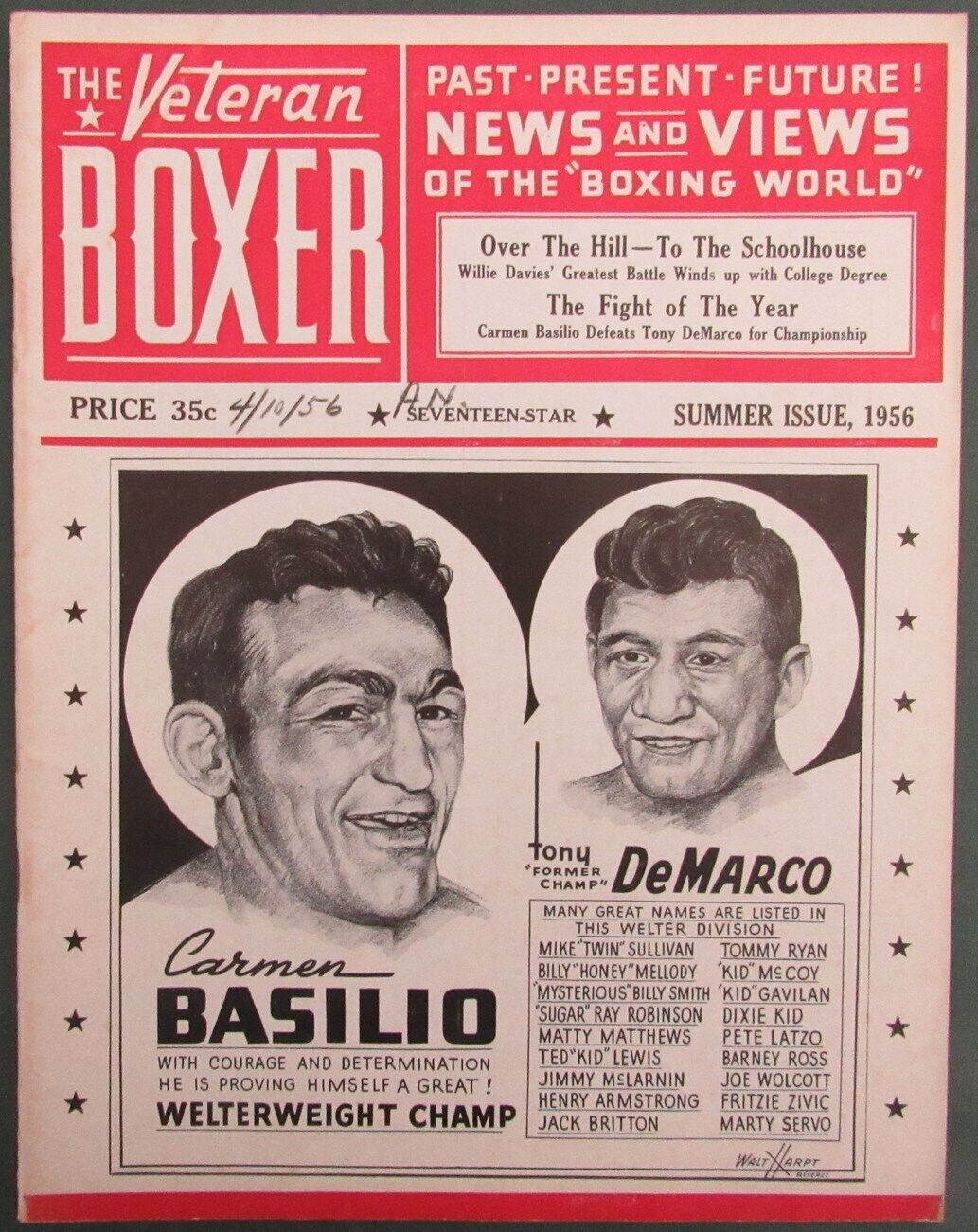 Summer 1956 Vintage The Veteran Boxer Magazine Basilio/DeMarco 167709