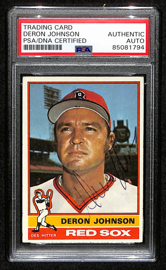 Deron Johnson Signed 1976 Topps Card #529 Boston Red Sox PSA/DNA 184486