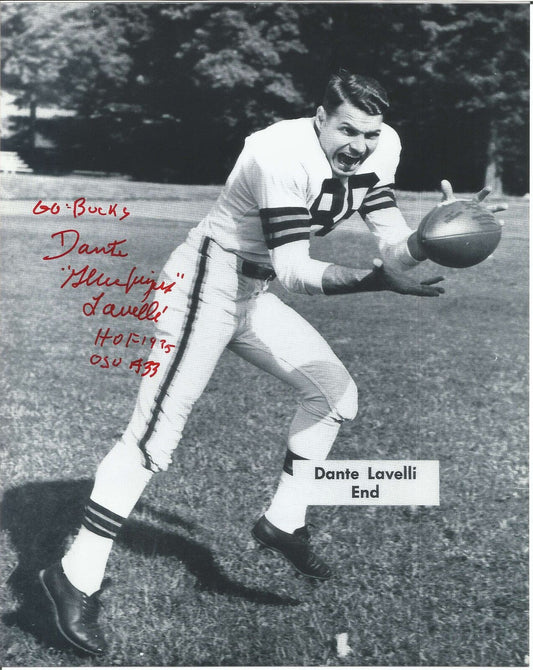 Dante Lavelli HOF Cleveland Browns Signed/Inscribed 8x10 B/W Photo JSA 150371