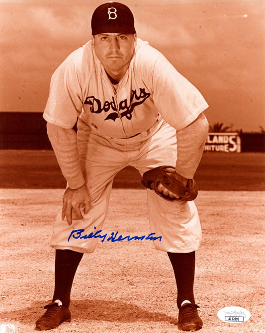 Billy Herman HOF Autographed 8x10 Photo Brooklyn Dodgers JSA 177854