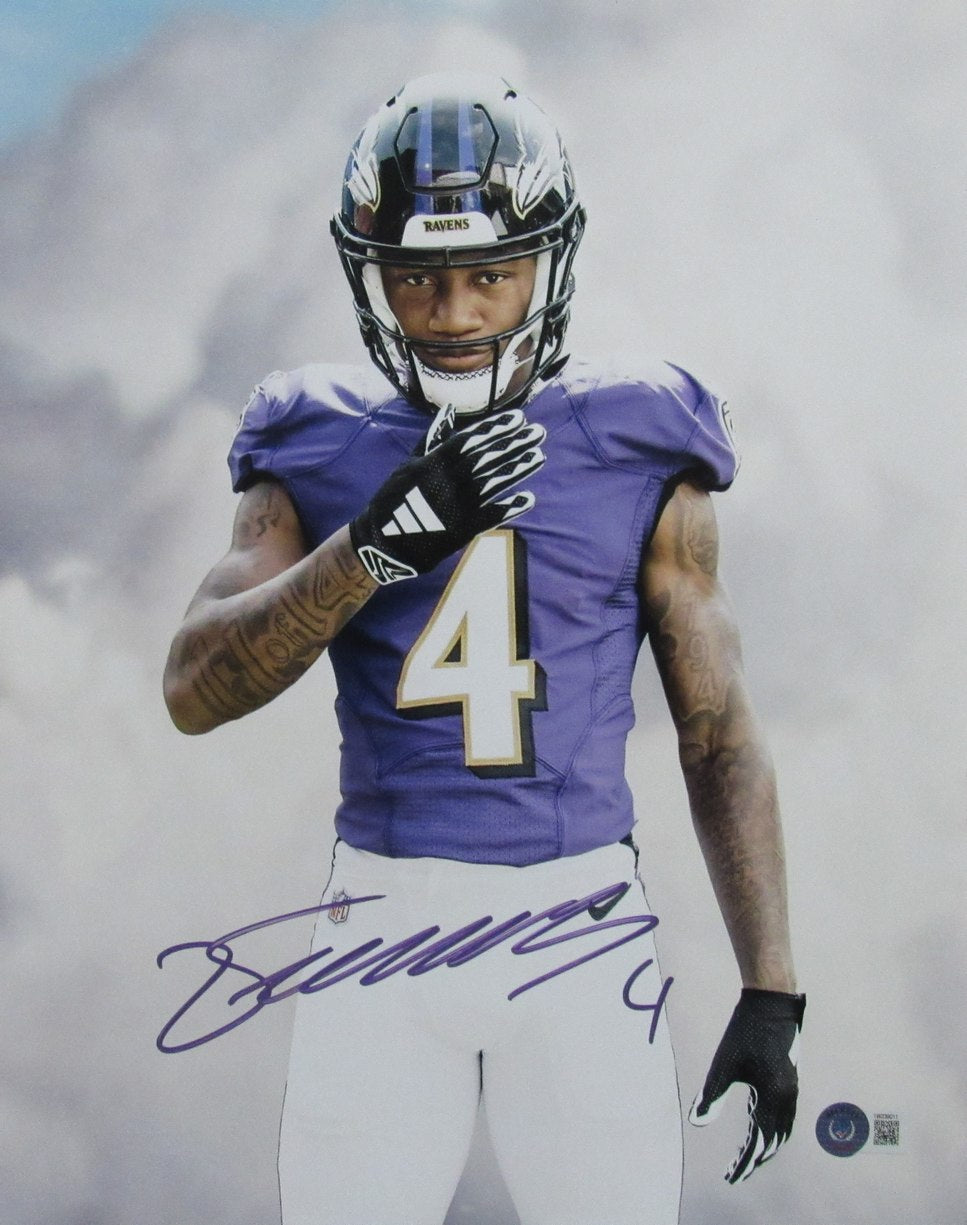 Zay Flowers Signed 11x14 Photo Baltimore Ravens Beckett 186123