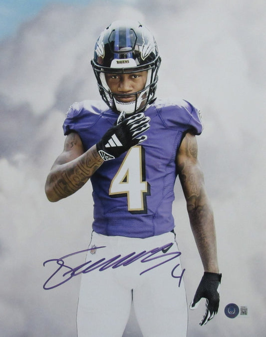 Zay Flowers Signed 11x14 Photo Baltimore Ravens Beckett 186123