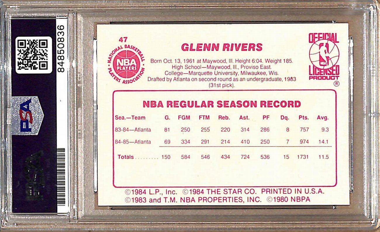 1985-86 Star Company #47 Doc Rivers Hawks Signed/Auto Card PSA/DNA 178949