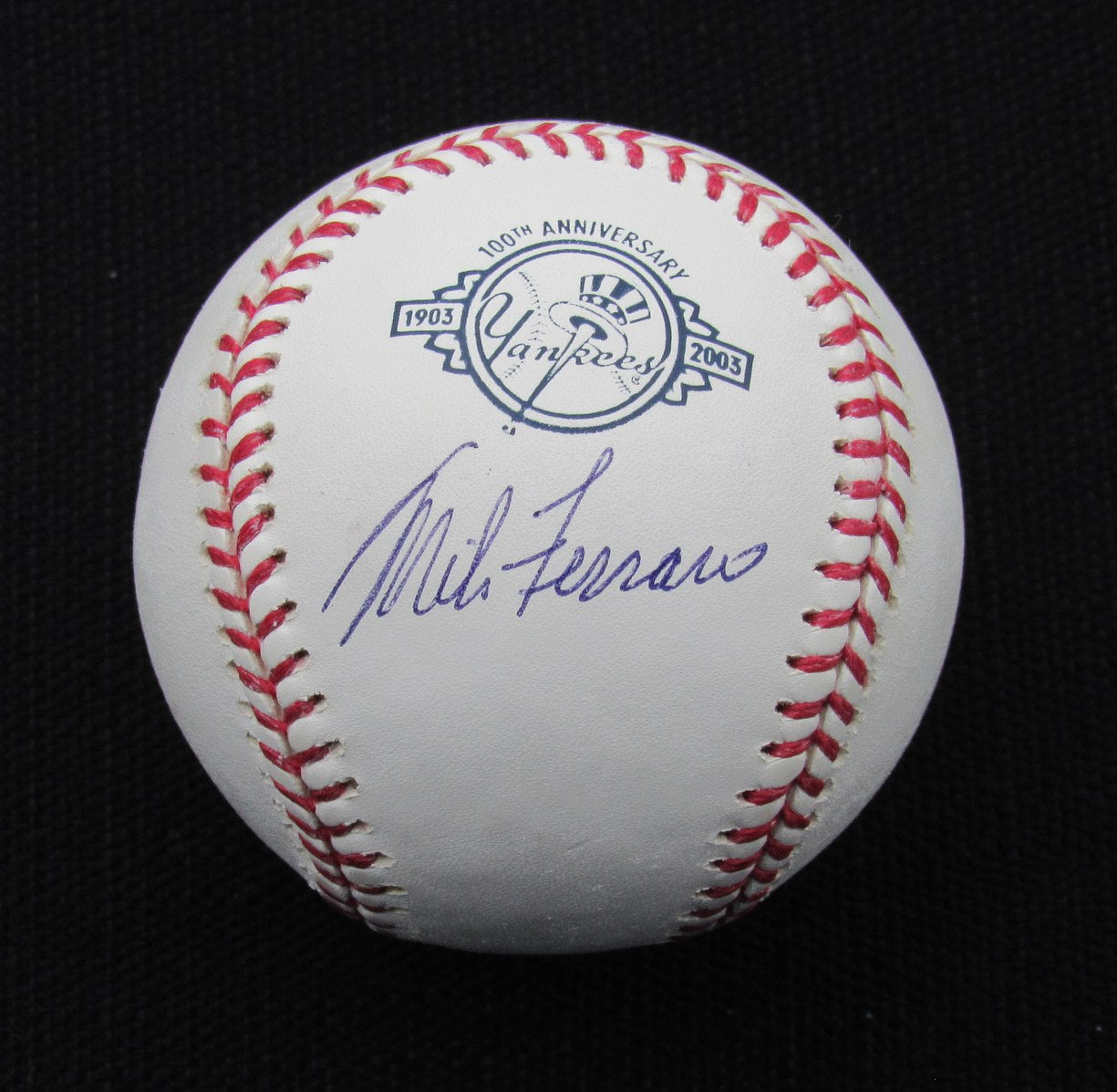 Mike Ferraro Signed/Auto Yankees 100th OML Baseball JSA 186677