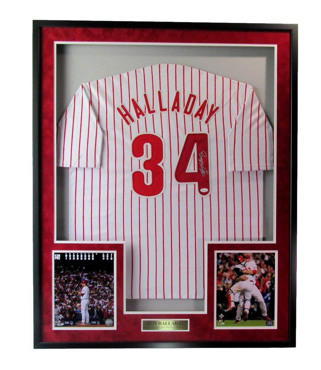 Roy Halladay HOF Signed/Autographed Phillies Baseball Jersey Framed JSA 190100