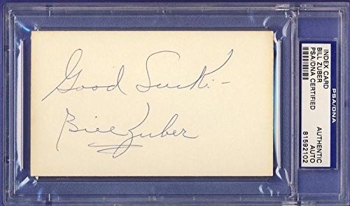 BILL ZUBER Yankees Signed 3x5 Index Card PSA/DNA