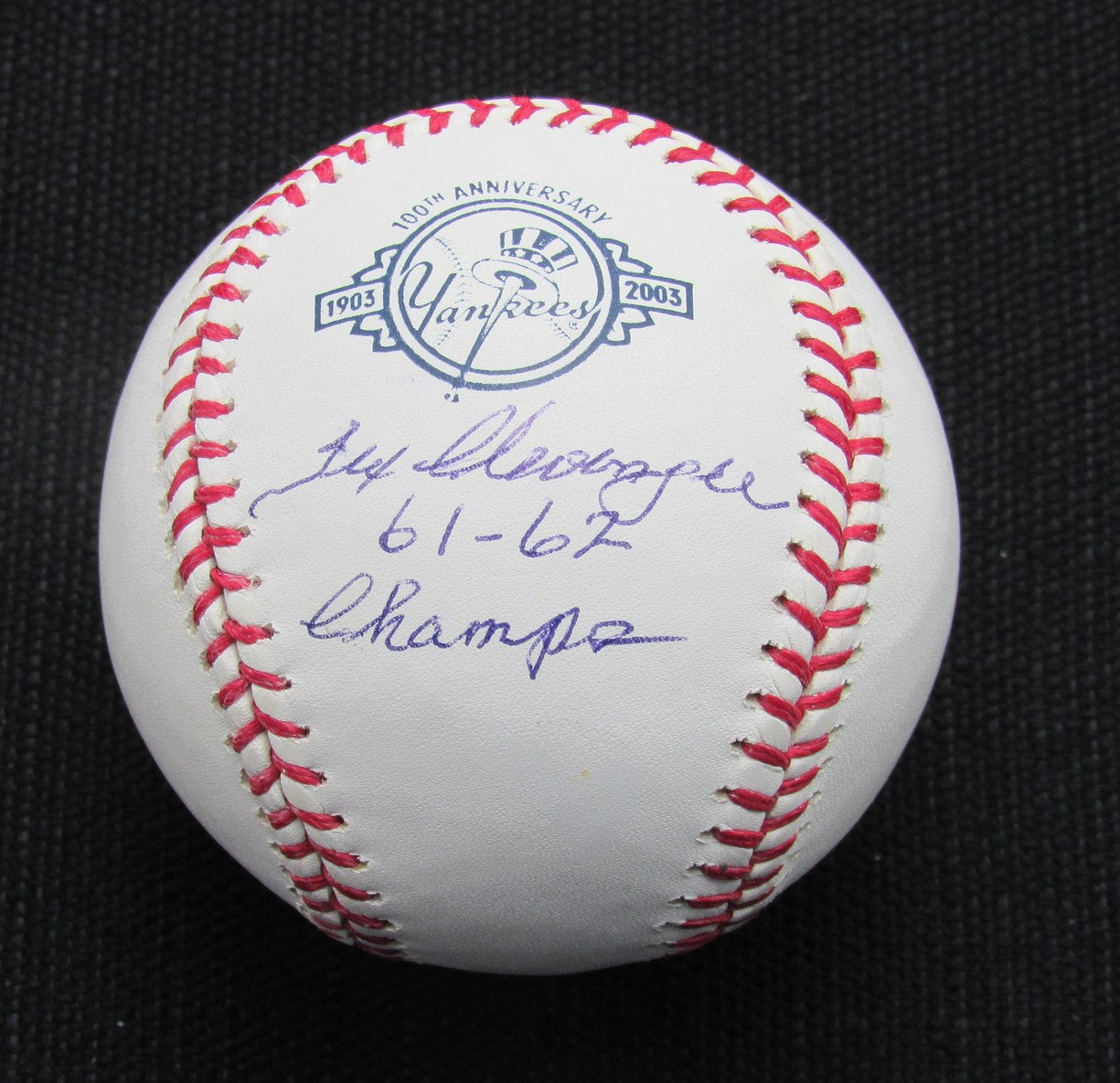 Tex Clevenger Signed/Auto Yankees 100th OML Baseball JSA Inscr 186952