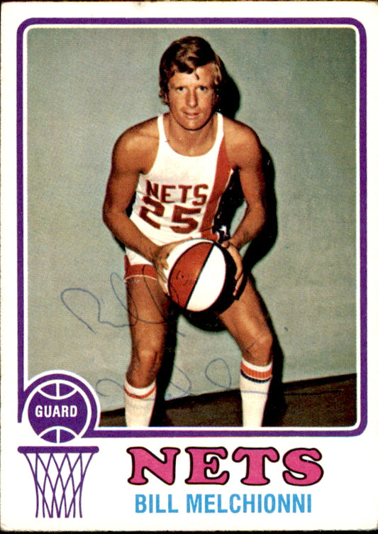 Bill Melchionni Autographed 1973-74 TOPPS Basketball Card #249 Nets 182910