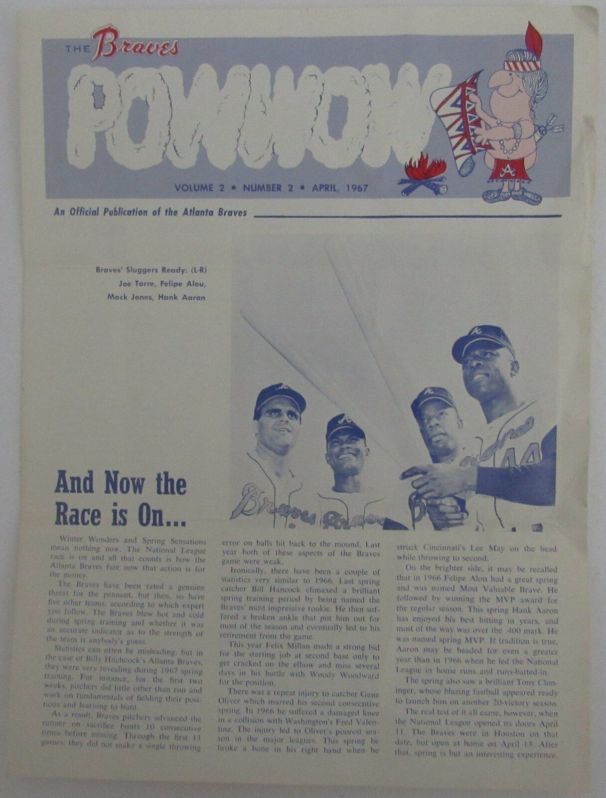 1967 Atlanta Braves POWWOW Pub with Hank Aaron on the Cover 144749