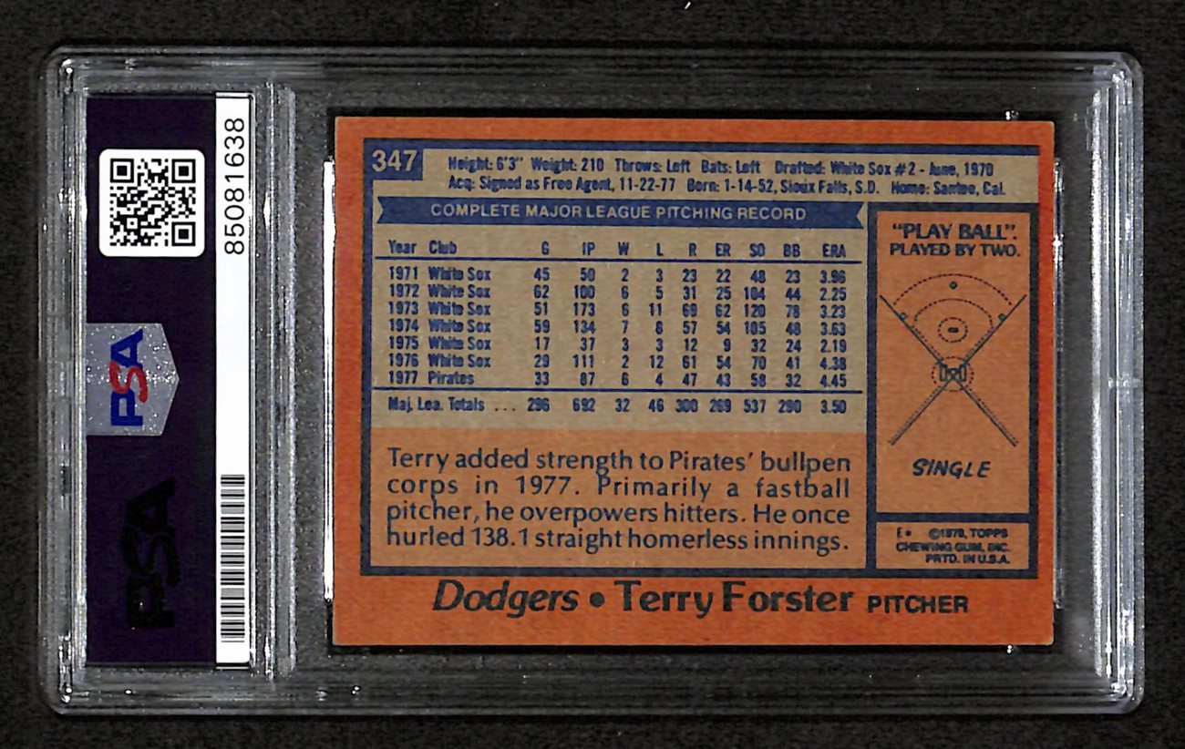 Terry Forster Signed 1978 Topps Card #347 Los Angeles Dodgers PSA/DNA 184566