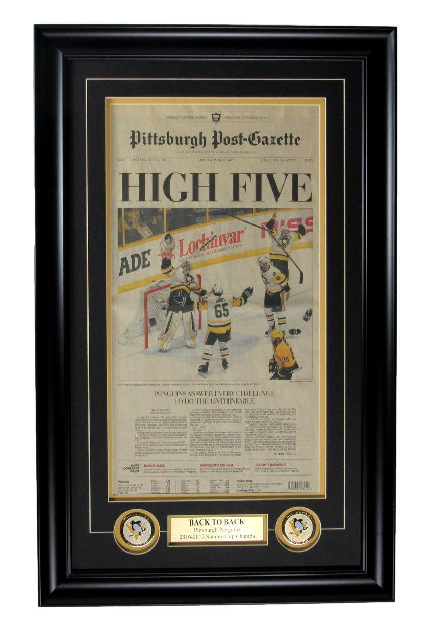 2017 Pittsburgh Post-Gazette Newspaper Penguins Stanley Cup Champs Framed 166658