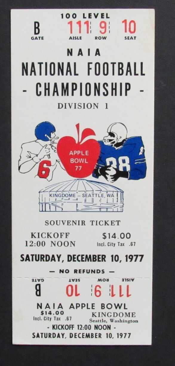 1977 Apple Bowl Football Game Full Ticket Abilene Christian vs. Southwestern Ok