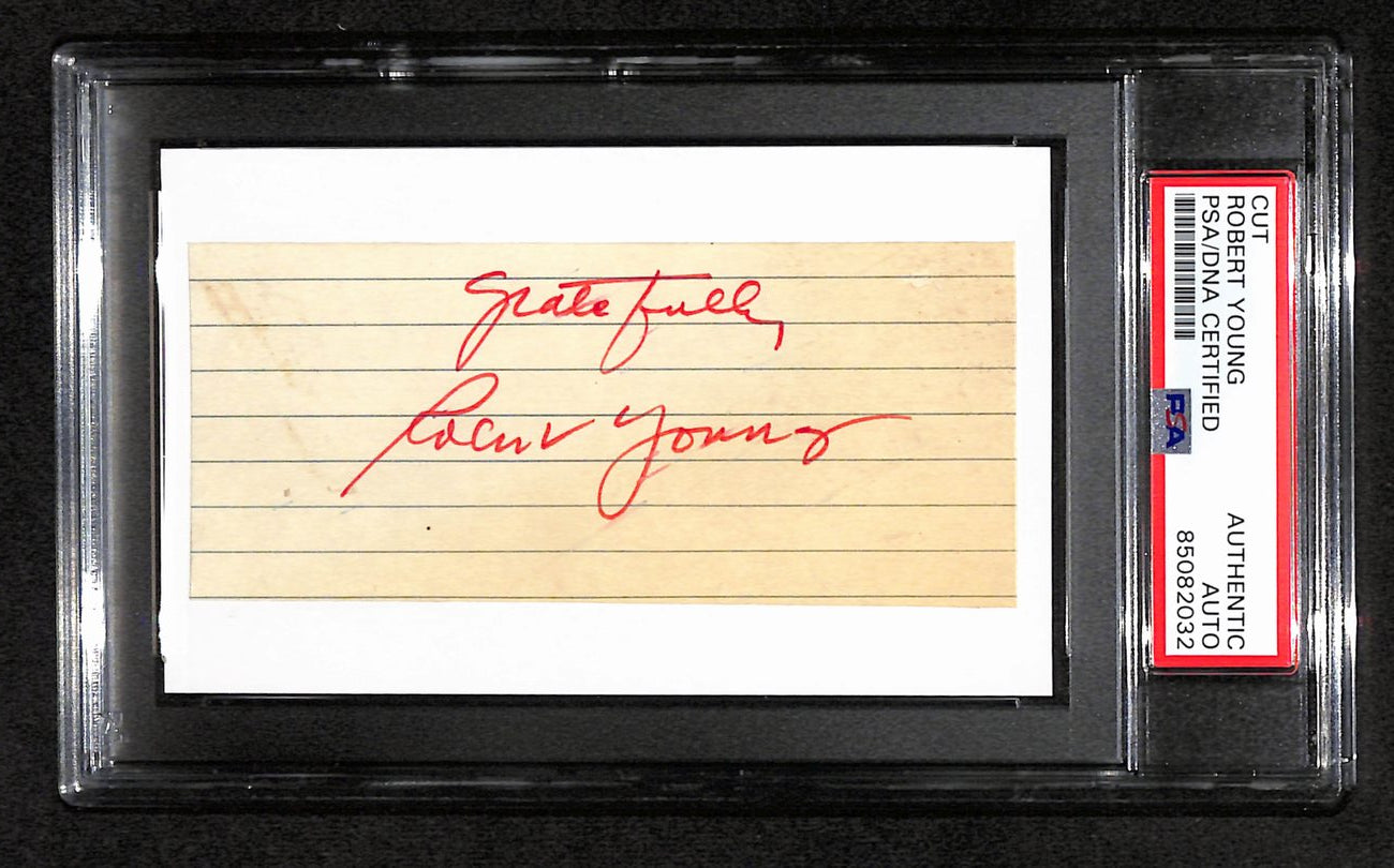 Robert Young Signed/Inscribed Cut on 3x5 Index Card Actor PSA/DNA 184278