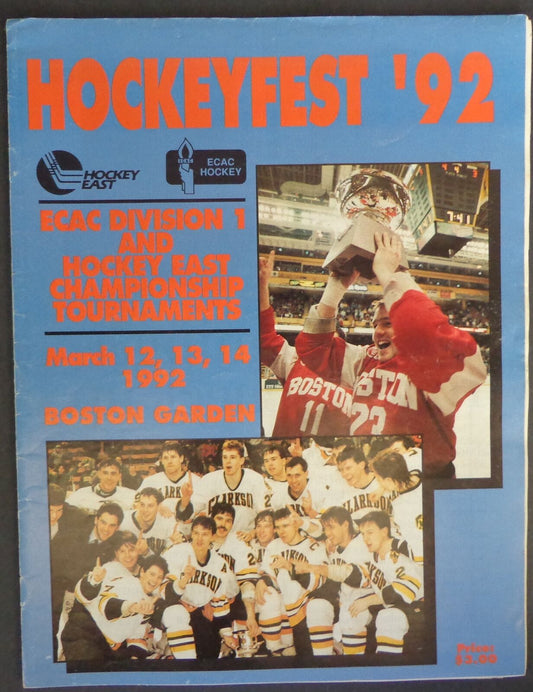 Hockeyfest '92 ECAC Division 1 Tournament College Hockey Games Program 178069