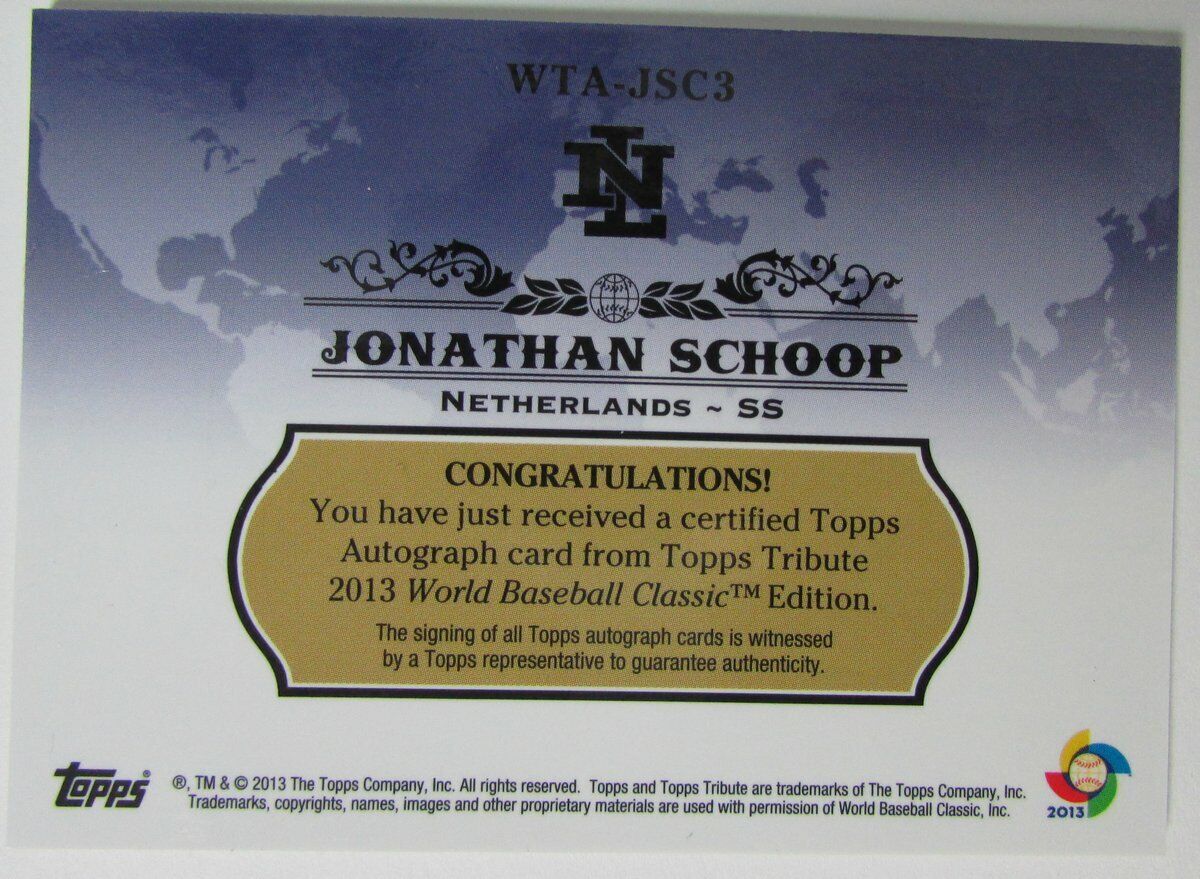 2013 Topps Tribute WBC Autographs #WTA-JSC3 Jonathan Schoop Rookie Card 147475