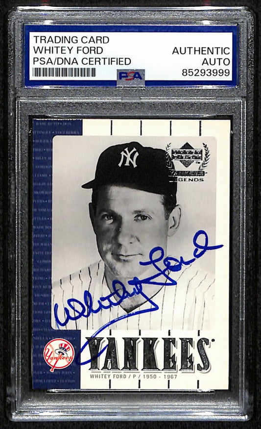Whitey Ford HOF Signed/Auto 2000 Upper Deck Card #18 Yankees PSA/DNA 190666