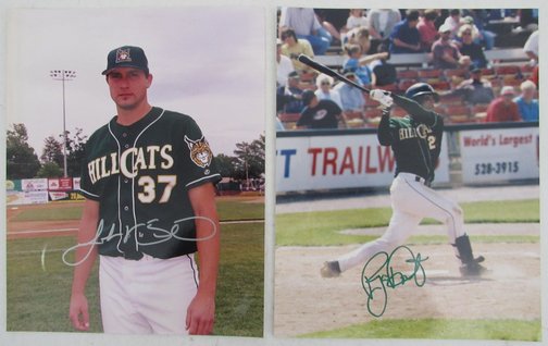Lot of (2) Signed 8x10 Photos John VanBenschoten & Ryan Doumit Hillcats 190260