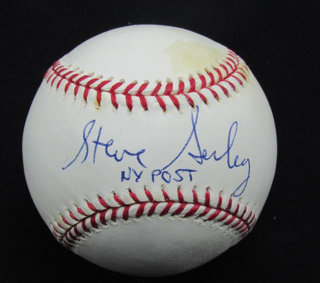 Steve Serby Autographed/Inscribed "NY Post" OML Baseball Reporter