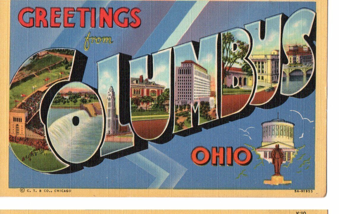 Large Letter Greetings from Columbus Ohio Postcard 143609