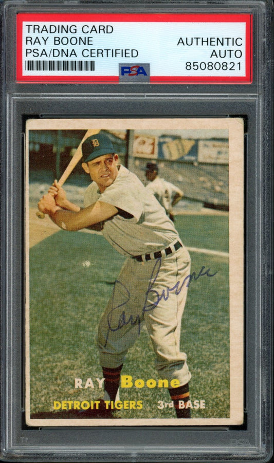 Ray Boone Signed 1957 Topps Card #102 Detroit Tigers PSA/DNA 184184