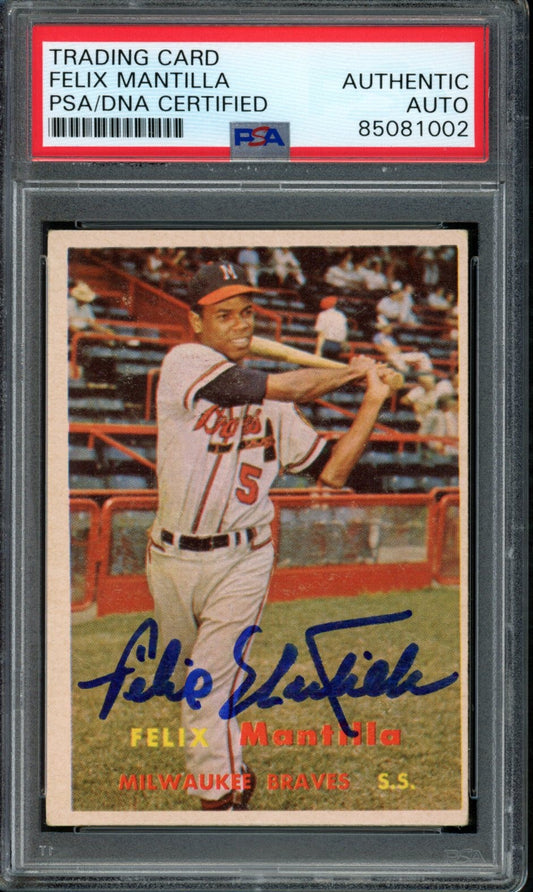 1957 TOPPS Felix Mantilla #188 Auth Card Signed Braves PSA/DNA 184084
