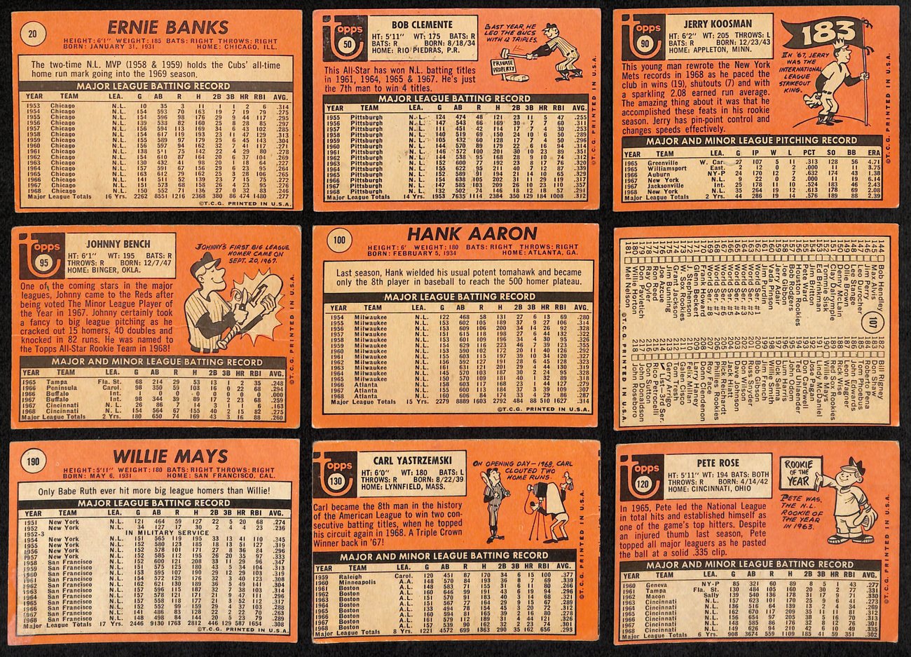 1969 Topps Baseball Card Complete Set (1-664) Mantle Seaver Ryan Jackson 191951