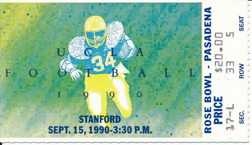 1990 UCLA Bruins vs. University of Stanford Football Game Ticket Stub 148649