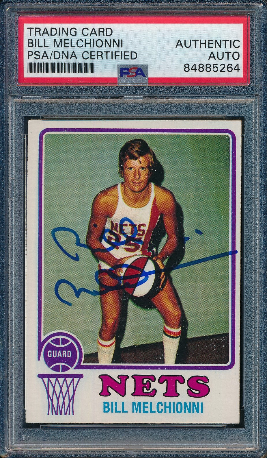 Bill Melchionni Nets Autographed 1973-74 TOPPS Card #249 PSA/DNA 182136