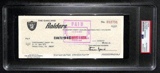 AL Davis Signed/Autographed 1977 Oakland Raiders Check JSA